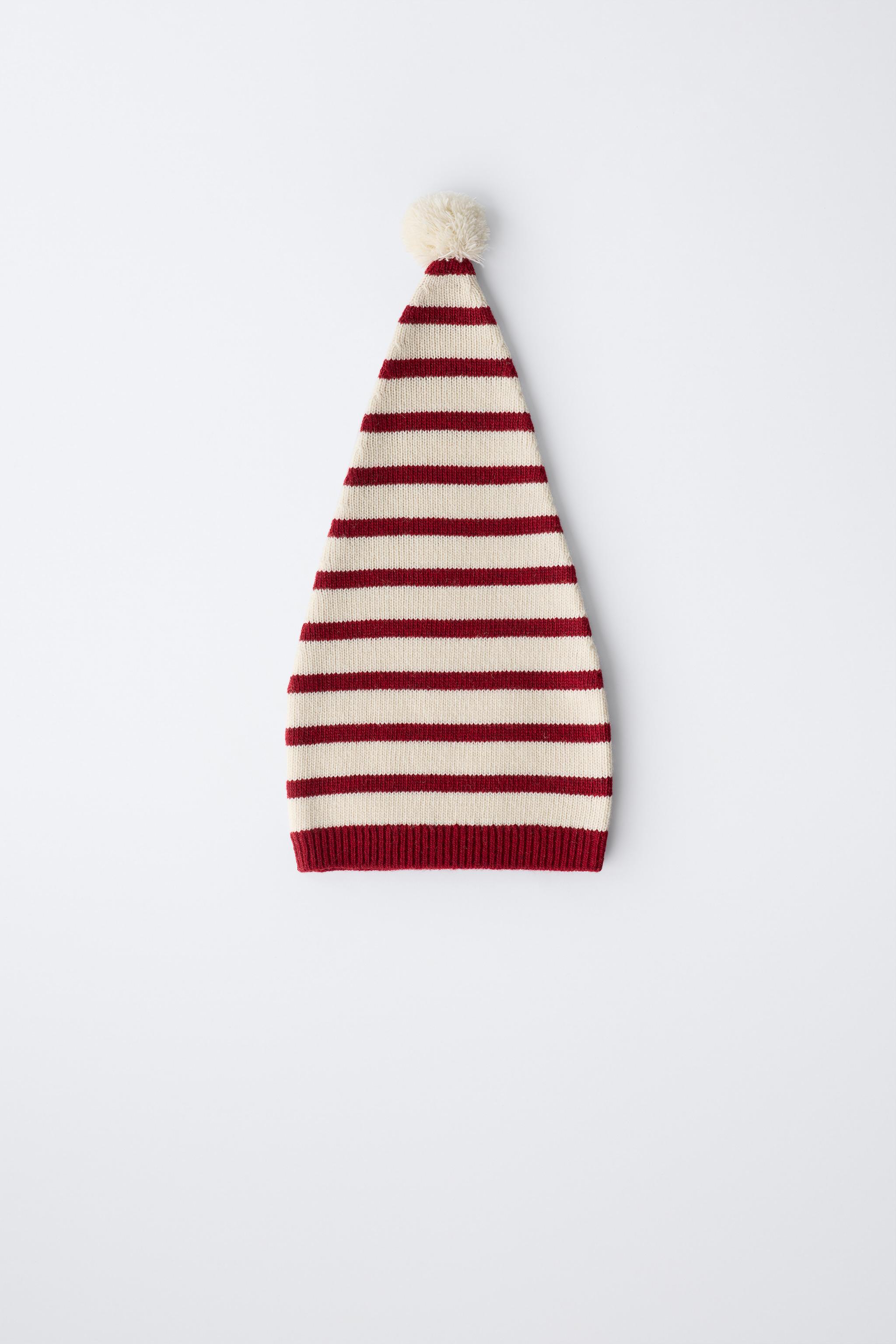 0 MONTHS - 14 YEARS/ STRIPED KNIT HAT WITH WOOL POMPOM